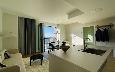 Carlsberg Byen - Pasteurs Tårn 22 - 4 People: Frokostlokale, Køkken, Stue