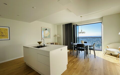 Carlsberg Byen - Pasteurs Tårn 21- 4 People: Frokostlokale, Køkken, Stue