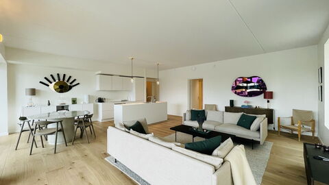 Exclusive- Center - 2br 2 Bath - Nyhavn - Min. 30 Days: Frokostlokale, Køkken, Stue