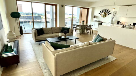 Exclusive- Center - 2br 2 Bath - Nyhavn - Min. 30 Days: Frokostlokale, Køkken, Stue