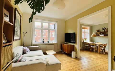 Nørrebro - 2 People - 1 Br - Close To Metro.: Stue