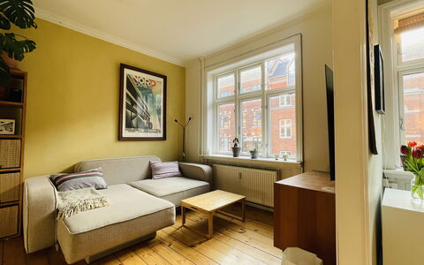 Nørrebro - 2 People - 1 Br - Close To Metro.: Stue