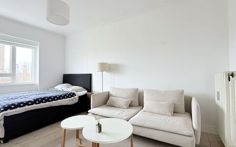 Nørrebro - Studio - 2 People - 2 Balcony: soveværelse, Stue