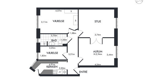 Nørrebro - 2 Br - 4 People - Metro: Planimetri