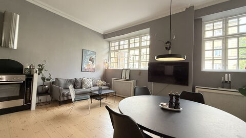 Hellerup - 1 Br - 2 People - Close to Train: Frokostlokale, Køkken, Stue